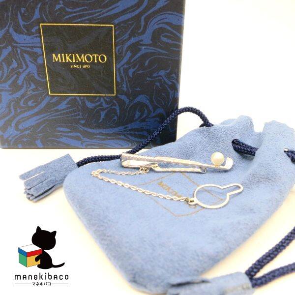 310310　 ミキモト！のパールタイピン！ MIKIMOTO ミキモト パール 真珠 タイピン シルバー メンズ