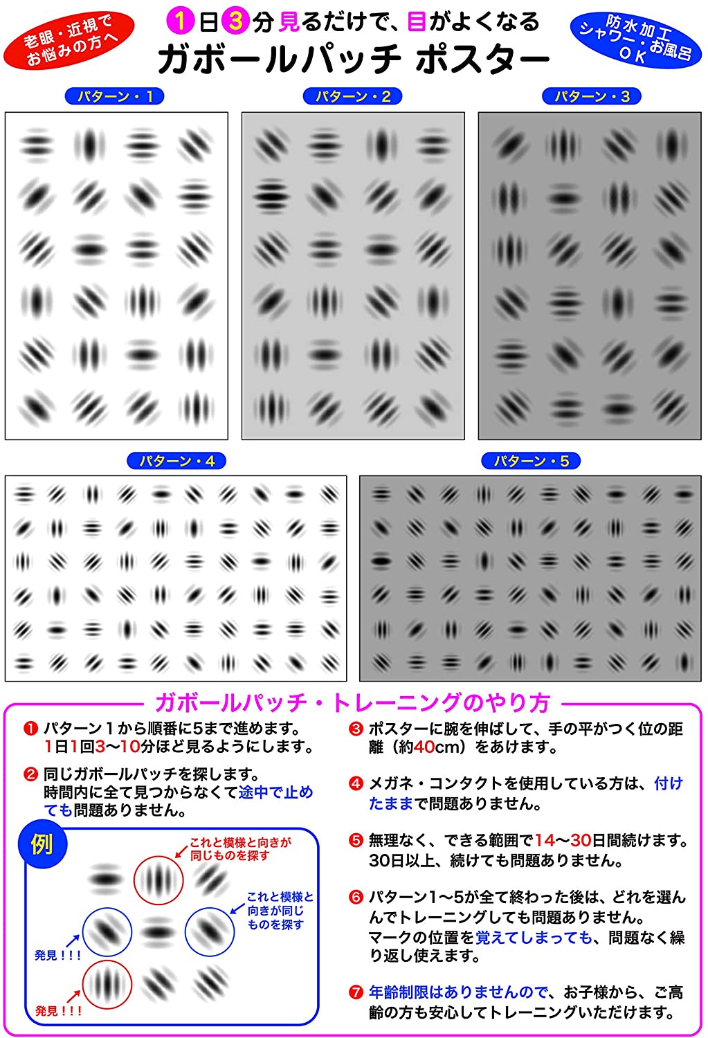 楽天市場 視力検査表ポスター 視力回復 ガボールパッチ 万福商店