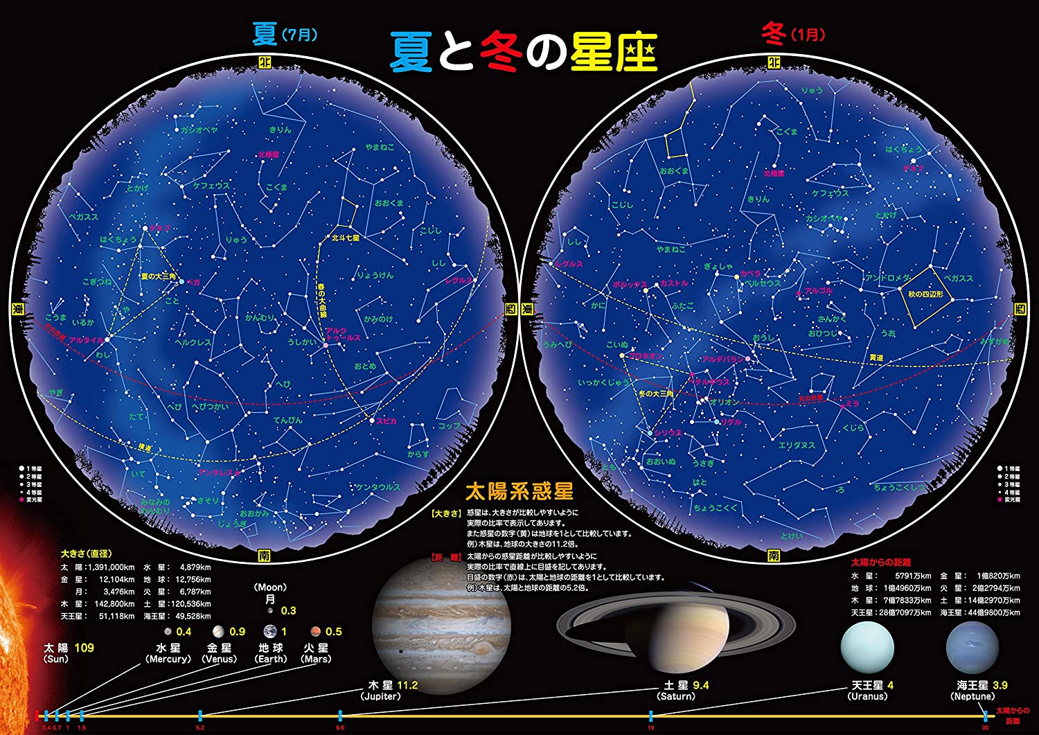 楽天市場 お風呂 宇宙ポスター 夏と冬の星座 大 60 42cm 万福商店