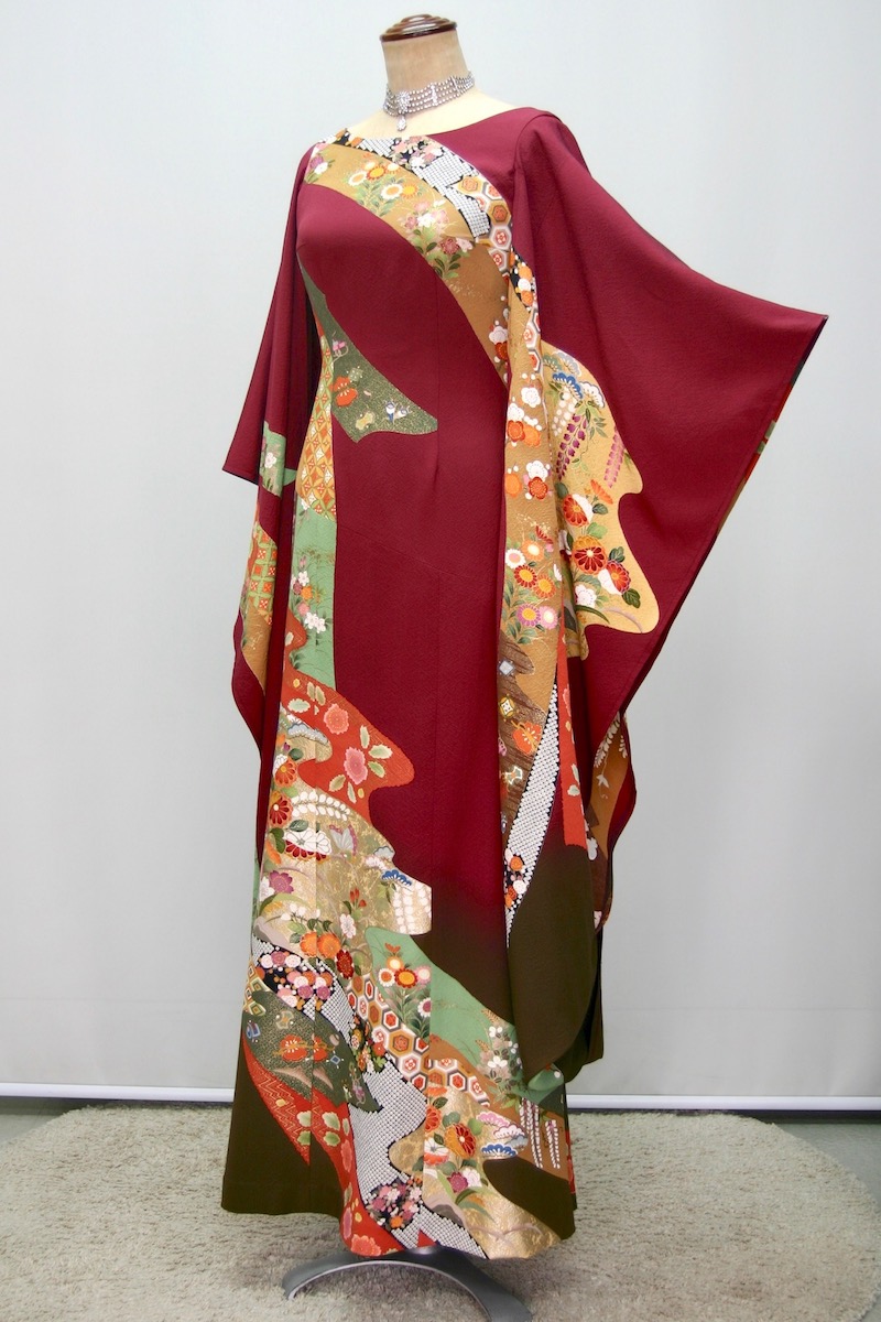 一点物の正絹着物ドレス 日本製 送料無料 着物リメイクドレス 和ドレス 着物 ドレス フォーマルドレス パーティードレス ワンピース 結婚式 参列 お呼ばれ 二次会 親族 友人 代 30代 40代 振袖 正絹 絹 シルク ロング 袂 成人式 Prescriptionpillsonline Is