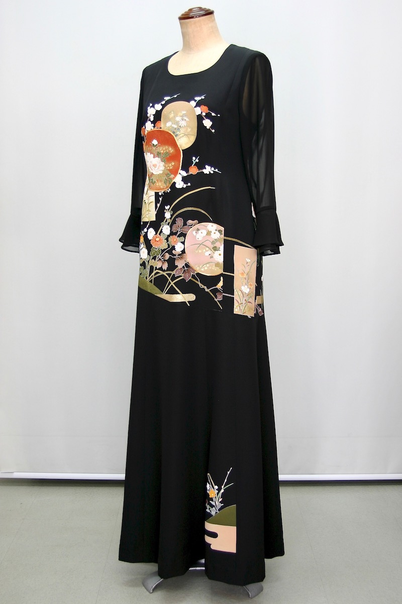 一点物の正絹留袖ドレス 留袖ドレス 加賀友禅 留袖 着物リメイクドレス 和ドレス 結婚式 参列 母親 親族 フォーマルドレス ワンピース 正絹 絹 日本製 送料無料 9号 1147 Monitor Systems Com