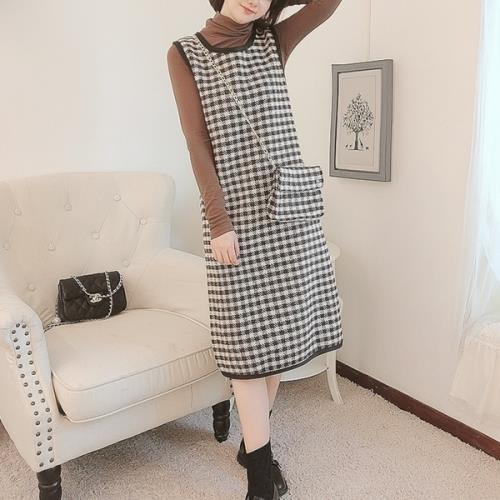 楽天市場 ワンピース セットアップ ツーピース カットソー ポシェット 無地 千鳥格子 ラウンドネック タートルネック 秋 冬 長袖 ミモレ丈 オルチャン ニット ジャンパースカート ウール ショルダーバッグ チェーン 旅行 上品 大人 女子会 デート レディース ブラック