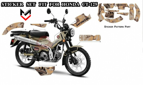 ホンダ CT125 ハンターカブ カモフラージュ ステッカー デカールセット ブラウン 10701100