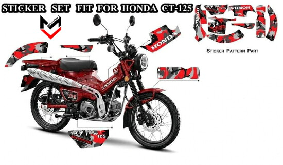 【国内在庫あり】ホンダ CT125 ハンターカブ カモフラージュ ステッカー デカール レッド 10700400