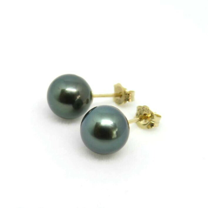 黒真珠ピアス ブラックパール グリーン 8ｍｍ スタッド ピアス ピーコック ジュエリー パールピアス 18金 １８金 K18 18K お呼ばれ 母 レディース 真珠 ブラックパール ピアス パール ギフト プレゼント 一点物 華やか おしゃれ