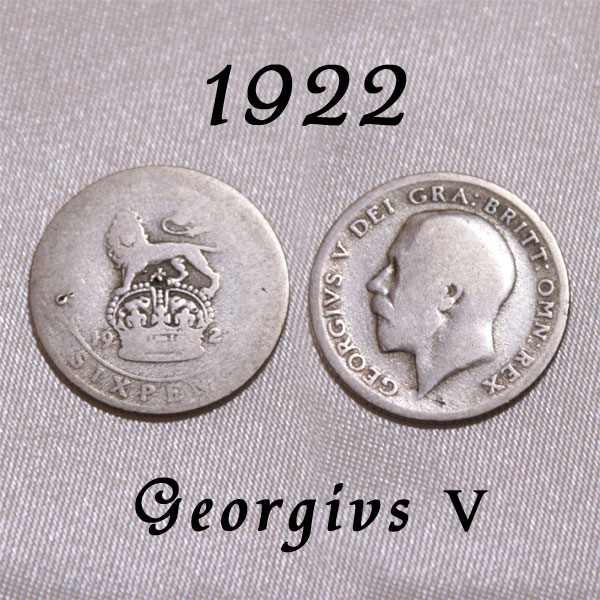 1922年 ジョージ5世 獅子と王冠 イギリス 50% .500 シルバー Silver ハッピー ウェディング シックスペンス 花嫁の左の靴に銀の6ペンス ラッキー 幸福 幸運を運ぶアンティーク銀貨 幸せな結婚 お祝い プレゼント 02P26Mar16 02P01Apr16 03P08Apr16