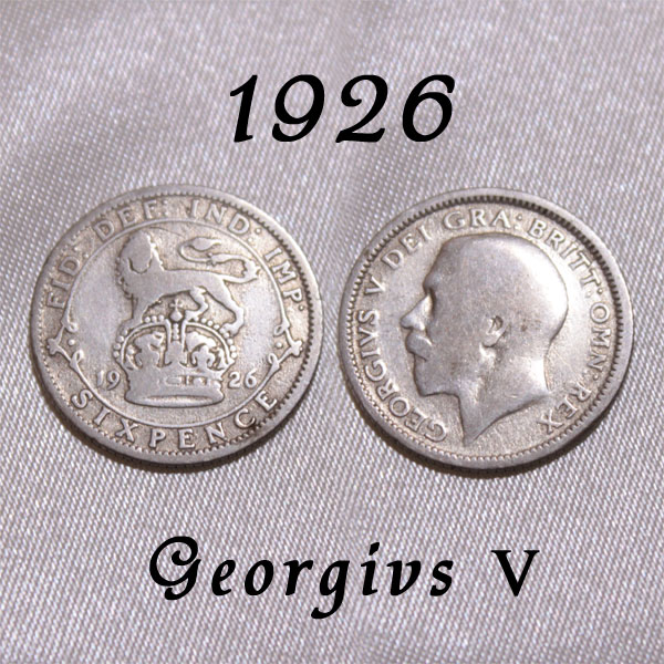 1926年 ジョージ5世 獅子と王冠 イギリス 50% .500 シルバー Silver ハッピー ウェディング シックスペンス 花嫁の左の靴に銀の6ペンス ラッキー 幸福 幸運を運ぶアンティーク銀貨 幸せな結婚 お祝い プレゼント
