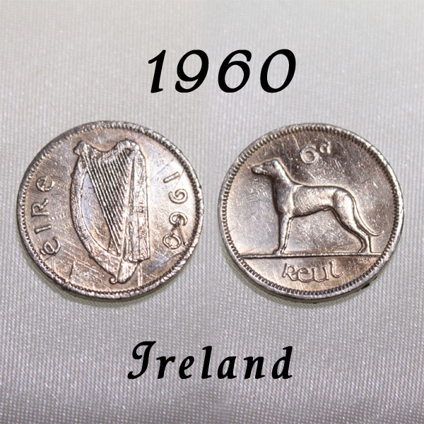 楽天市場 1960年 アイルランド 6ペンス コイン 6ｄ ハープ 犬 アイリッシュ ウルフハウンド ドッグ Dog Ireland Eire エール アイルランド ポンド 白銅貨 硬貨 通貨 古銭 貨幣 メール便 中古 メイ フェアリー楽天市場店