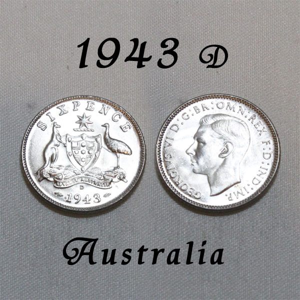 極美品 1943年D ジョージ6世 .925 スターリング シルバー sterling silver 6ペンス銀貨 前進あるのみ! カンガルーとエミュー オーストラリア 6ペンスコイン 銀貨 アメリカ デンバー造幣局製 sixpence 【中古】|メイ フェアリー店