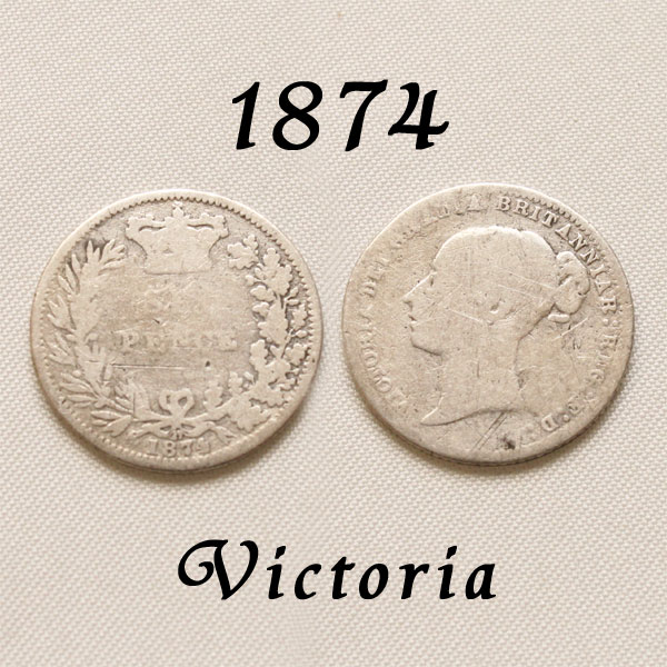 1874年 ヤングヘッド ヴィクトリア女王 イギリス 幸福の6ペンスコイン スターリング シルバー ハッピー ウェディング シックスペンス 花嫁の左の靴 銀 ラッキー 幸運 アンティーク 銀貨 幸せ 結婚 プレゼント 【中古】 0824カード分割 532P17Sep16 02P01Oct16