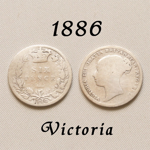 <br>1886年 ヤングヘッド ヴィクトリア女王 イギリスが最も栄えた時代 古い通貨 幸福の6ペンスコイン スターリング シルバー ハッピー ウェディング シックスペンス 花嫁の左の靴に銀の6ペンス ラッキー 幸運を運ぶアンティーク銀貨 幸せな結婚 プレゼント 【中古】