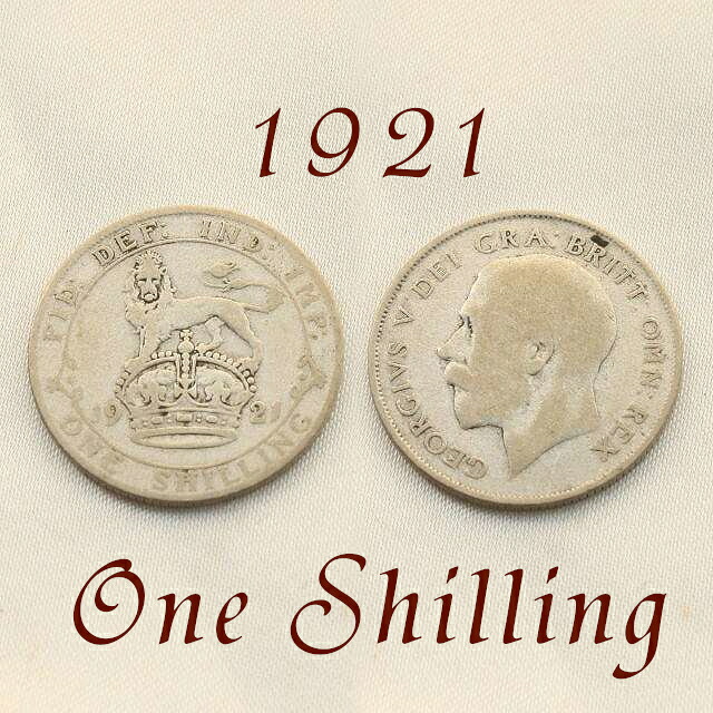 shilling シリング　1921年 ジョージ5世 獅子と王冠 イギリス 50％ .500 シルバー Silver アンティーク銀貨｜メイ　フェアリー店