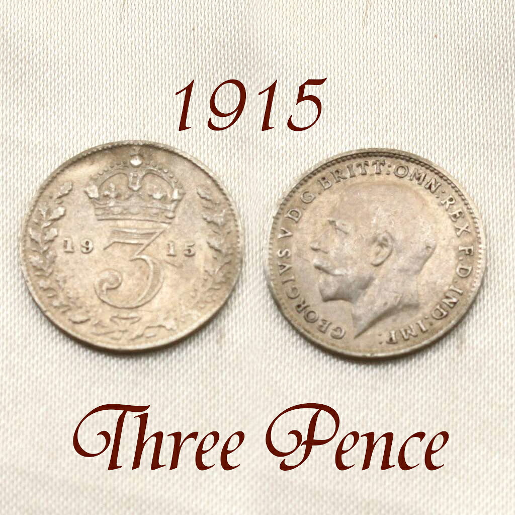 イギリス　3ペンスコイン 1915年 ジョージ5世 　.925 スターリング シルバー 銀貨 スリーペンス threepence｜メイ　フェアリー店
