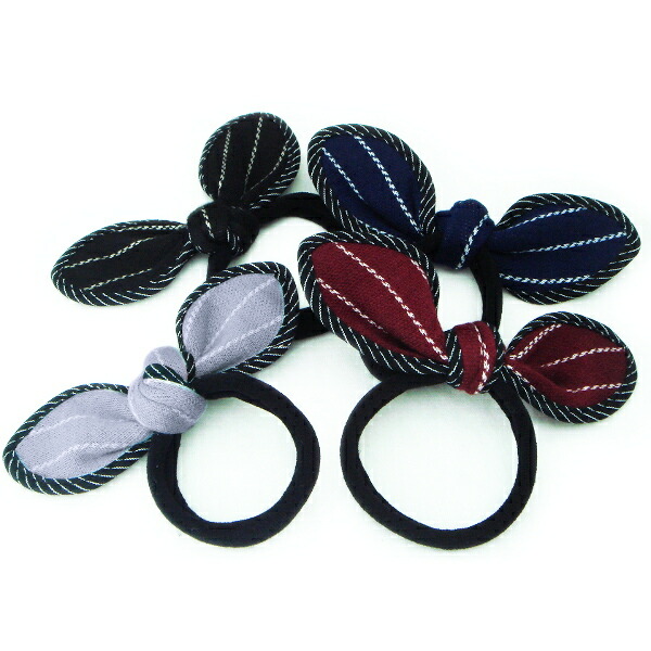 楽天市場】ワイヤー入大きめドット柄うさ耳リボンヘアゴム☆ヘア