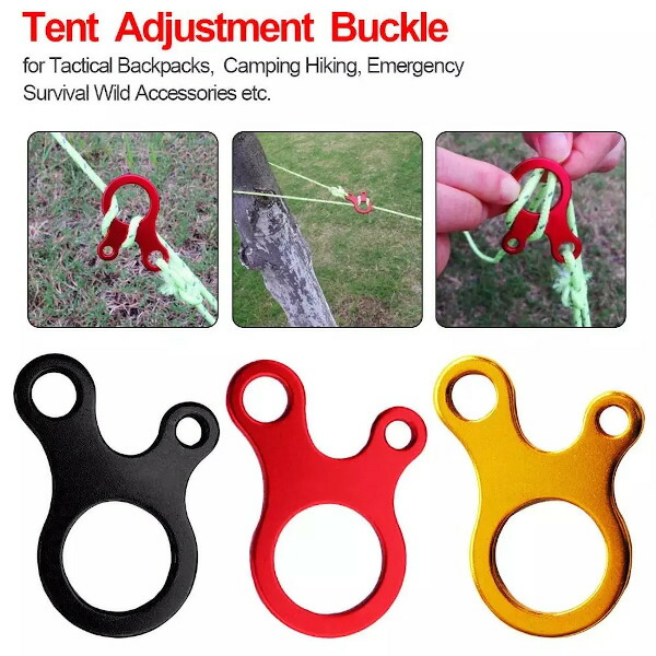 楽天市場 アルミ自在金具 かたつむり 1個 三つ目 3穴 ロープストッパー 金銀赤青緑キャンプ アウトドア メール便配送 メロウストア