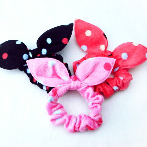 専用❤︎ミックスストライプ×ピンク系❤︎チャーム付きシュシュ 楽天市場】ドット＆ストライプのうさ耳付き小さめシュシュ