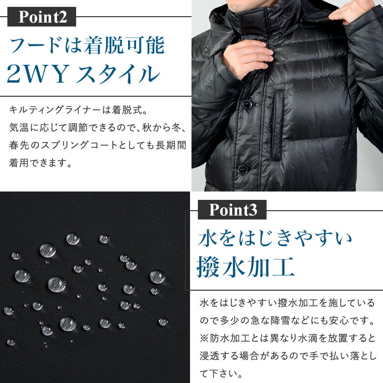 史上最も激安 ダウンジャケット メンズ ブラック オリーブ フードは着脱可能 カジュアル ビジネス プレミアムダウン 撥水加工 セレクトスーツ Lands 信頼 Urspace In