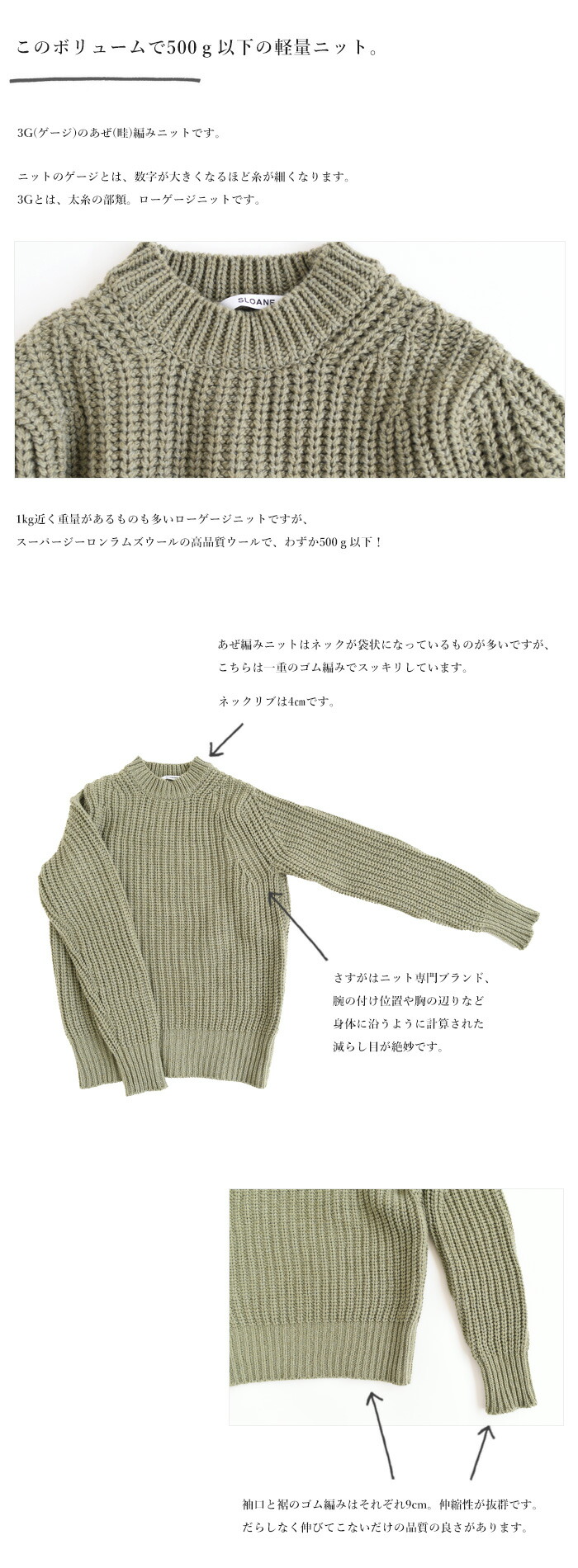楽天市場 Sloane スローン3g スーパージーロン ラムズウール 畦編み クルーネック ニット sln Sl2w 023 So Merge