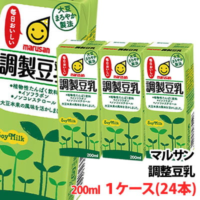 送料無料 マルサン 調整豆乳200ml 1ケース(24本)～ 3連パック マルサンアイ 豆乳飲料 紙パック｜みるくはーと