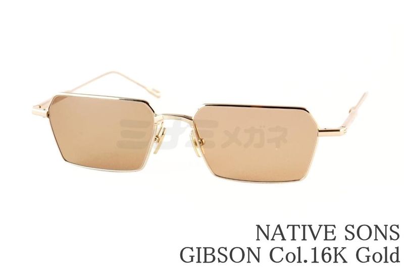 NATIVE SONS サングラス GIBSON Col.16K Gold NSM-056B スクエア スリム メタル 多角形 ヘキサゴン ギブソン ネイティブサンズ 鯖江 日本製 国内 正規品｜ミナミメガネ 店 37,180円