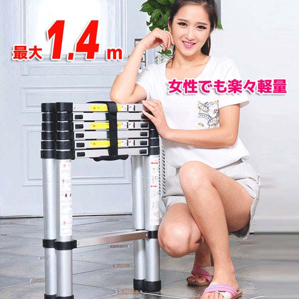 掛けはしご1.4m 掛けはしご 伸縮掛けはしご 軽銀掛けはしご ハシゴ 脚立 掛けはしご 2折り 折りたたみ式 片側1.4ｍ 洗車 高さやり方 大洗い濯ぎ[DH00001]