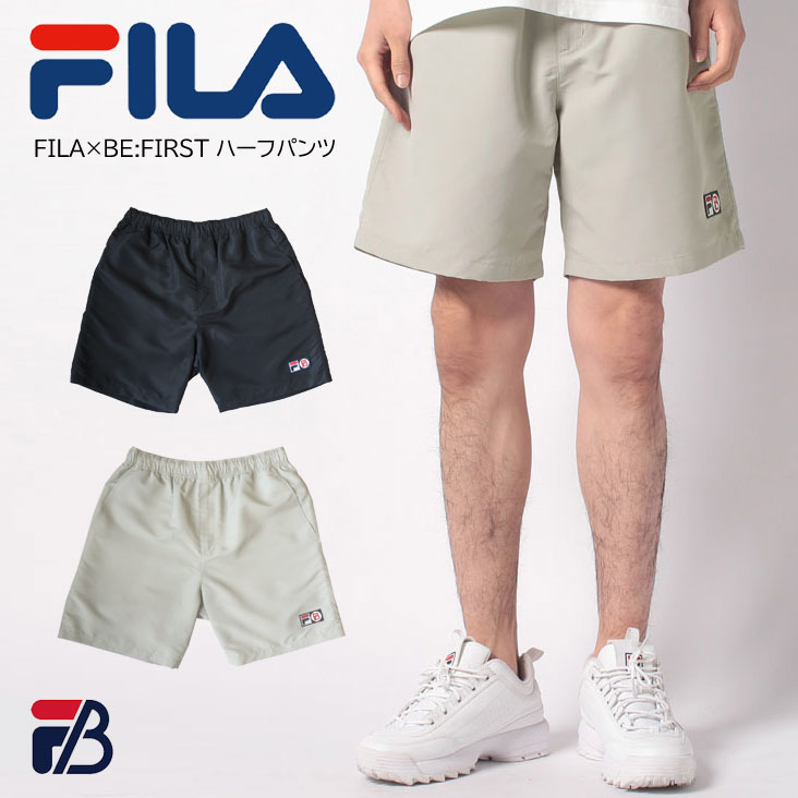 FILA フィラ FILA&times;BE:FIRST コラボ ハーフパンツ メンズ スポーツ ランニング ジム フェス ライブ シンプル スポーティー ポケット ブランドロゴ 軽量 刺繍 速乾 撥水 人気 ウエストゴム ジッパーフライ メンズグループ 春 夏 メッシュ素材 ポリエステル100％｜ミトマン店