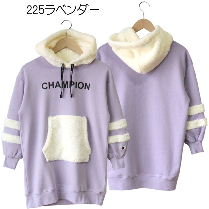 Champion チャンピオン Kids キッズ ワンピース パーカー ポケット ボア フリース 裏起毛 女の子 小学生 通学 トップス 長袖 ワンポイント ベーシック シンプル お揃い おそろ お出かけ おしゃれ バイカラー 可愛い 女子 秋 冬 Deerfieldtwpportage Com