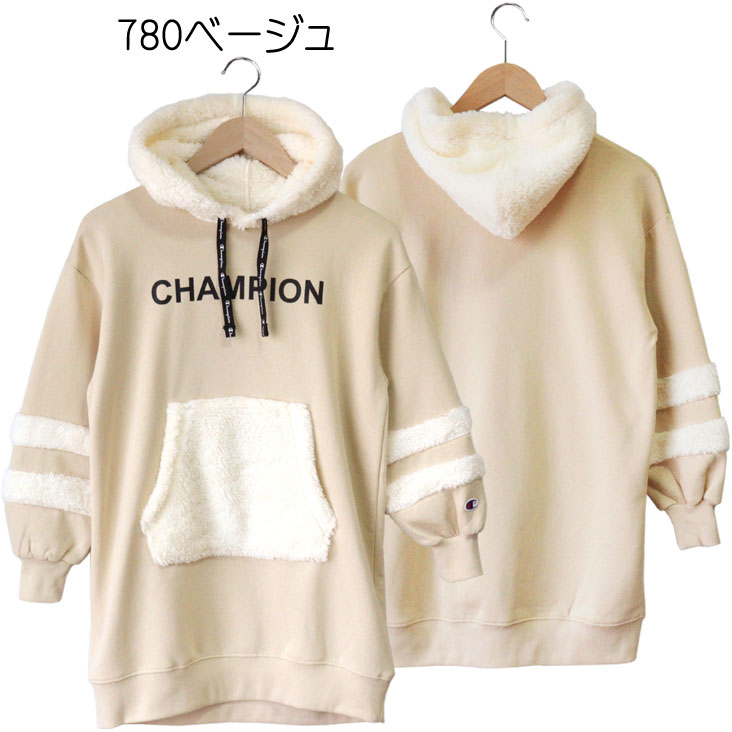Champion チャンピオン Kids キッズ ワンピース パーカー ポケット ボア フリース 裏起毛 女の子 小学生 通学 トップス 長袖 ワンポイント ベーシック シンプル お揃い おそろ お出かけ おしゃれ バイカラー 可愛い 女子 秋 冬 Deerfieldtwpportage Com