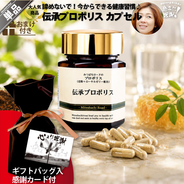 【ギフトバッグ入 / 感謝カード付】 伝承 プロポリス （約1ヵ月分/120球） 【クーポン配布中】 ローヤルゼリー 花粉 健康食品 サプリメント 養蜂場 健康 ブラジル産プロポリス ホワイトデー 新生活 母の日 お礼 内祝い プチギフト 贈り物 贈答品 送料込【送料無料】