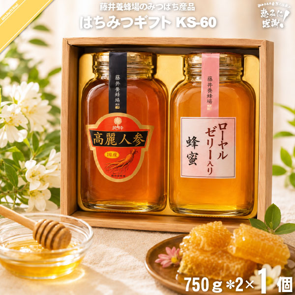 はちみつ詰め合わせ KS-60 （750g×2） 【クーポン配布中】 藤井養蜂場 藤井 フジイ ふじい ギフト 父の日 新生活 母の日 お礼 内祝い 贈り物 贈答品 熨斗 【送料無料】【化粧箱】