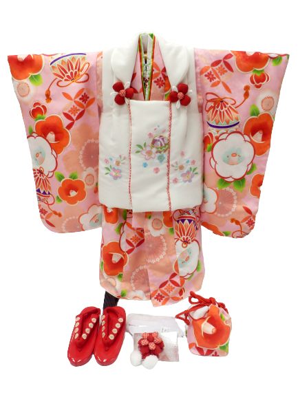 人気の贈り物が ¥14652円 七五三 着物 3歳 被布コート 花柄 華やか