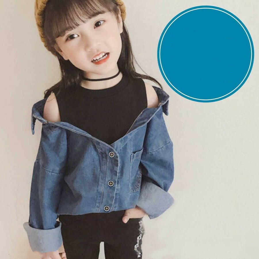 市場 肩だし 長袖 重ね着風 子供服 小学生 オフショルダー