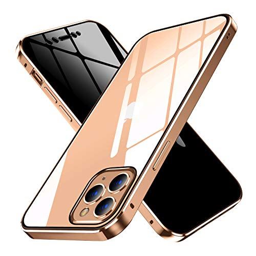 輝く高品質な Ourjoy Iphone11 Pro Max ケース 覗見防止 両面ガラス 対応 360 全面保護 Iphone 11pro Max アルミ バンパー ケース マグネット式 磁石 磁気接続 スマホケース 耐衝撃 アイフォン 11promax ケース クリア Iphone 11 Pro Max ゴールド スマホケースの