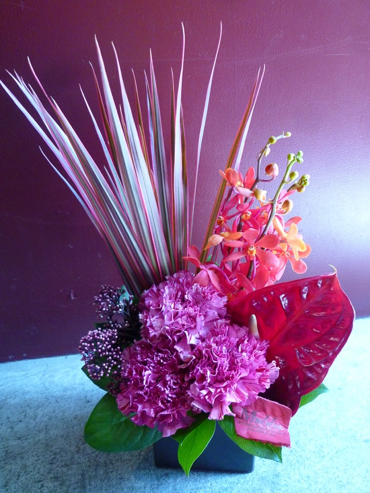 アレンジメント カーネーション アンスリューム モカラ ドラセナ スキミアレッド Gmofwi Com