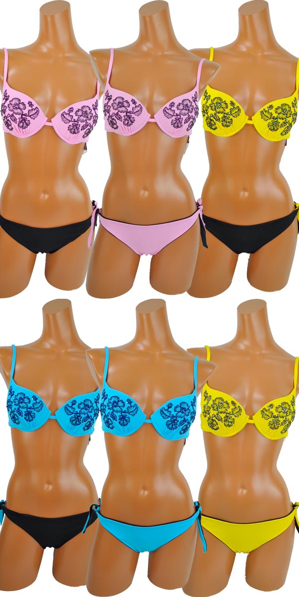 水着 ブルー ピンク 黄色 ブランド 送料無料 コンビニ受取対応商品 ブランド レディースファッション イタリア イタリア ブランド インポート あす楽対応 イタリア 水着 ブランド 167 Italia リバーシブルプッシュアップ刺繍ビキニ Moda 水着 Sale