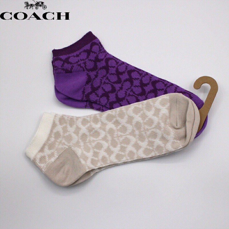 【未使用】コーチ COACH 靴下 シグネチャー クォーターソックス ２枚組 未使用】コーチ COACH 靴下 シグネチャー クォーターソックス 2