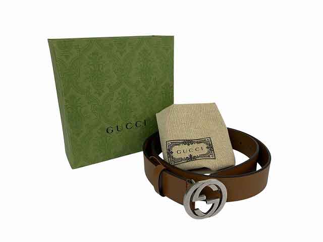 GUCCI / グッチ なめし革胴締め インターロッキングG 95糎 38in メンズ 大きさ : 95・38 赤銅色【中古】