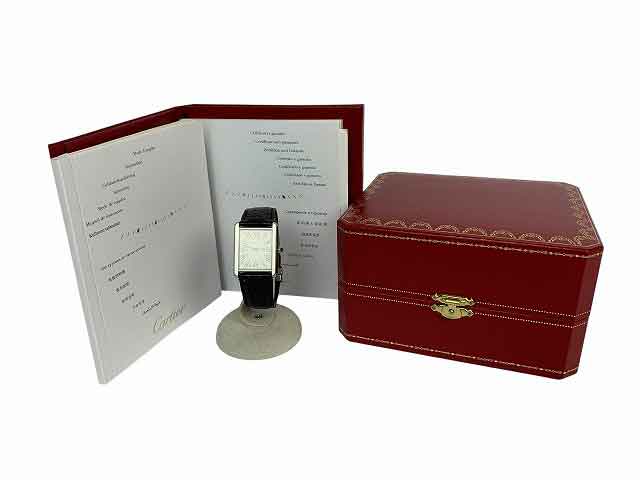 Cartier / カルティエ Tank Solo LM 貯蔵タンクソロ LM W5200003 石英 革胴締め メンズ 文字記号盤しろがね色【中古】