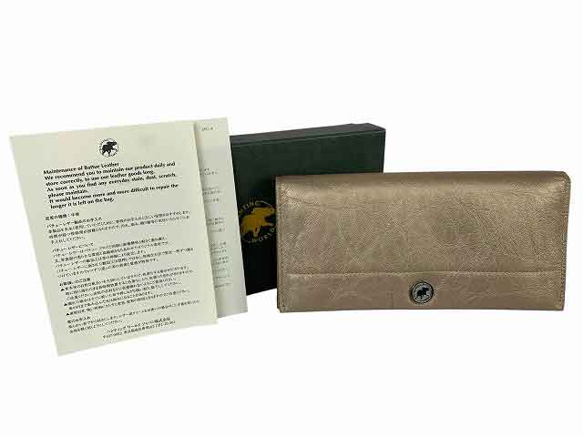 HUNTING WORLD / ハンティングワールド 長財布 ロングウォレット 小銭入れあり ゴールド【中古】
