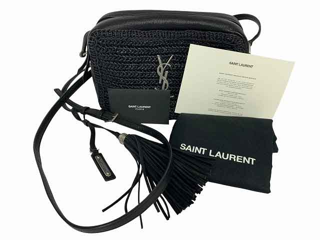 SAINT LAURENT/サンローラン ルー・カメラバッグ ショルダーバッグ ラフィア タッセル レディース ブラック【中古】|モノモード店