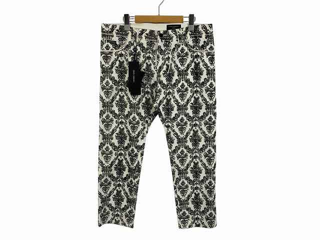 DOLCEandGABBANA / ドルチェ・アンド・ガッバーナ スキニーパンツ 総柄 イタリア製 GYC4LDG8BW31 メンズ サイズ : 54 ホワイト/ブラック【中古】