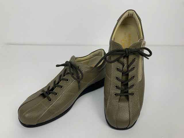 1989 H.M COMFORT CLINIC/コンフォートクリニック コンフォートシューズ サイドジップ レースアップ レザー サイズ : 23.5cm ベージュ【中古】
