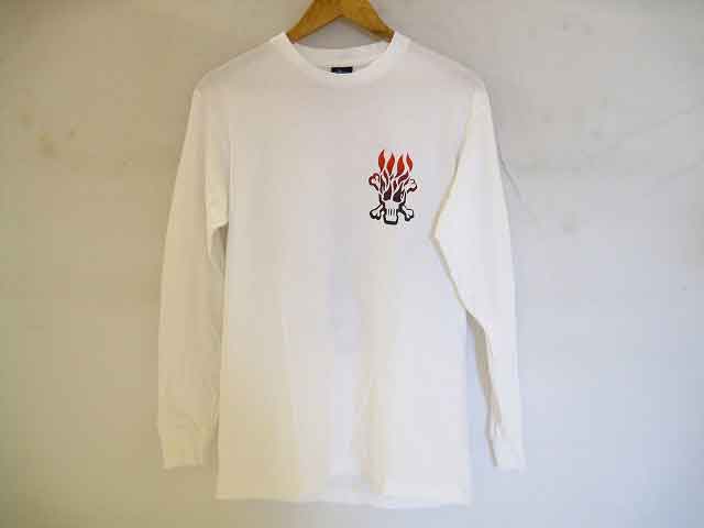 STUSSY / ステューシー スカルロゴプリント ロンT オールド old 長袖Tシャツ メンズ サイズ : M ホワイト【中古】
