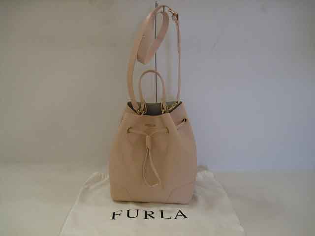 FURLA / フルラ 2way巾着バッグ ポーチ付き ピンク【中古】