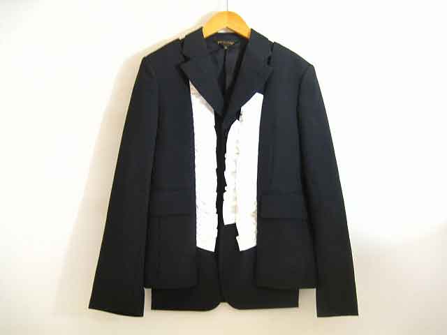 COMME des GARCONS / コム・デ・ギャルソン フリルシングルブレスト ジャケット レディース サイズ : XS ブラック【中古】|モノモード店