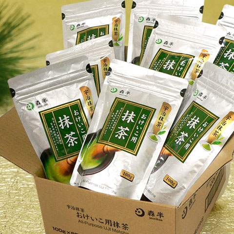 【送料無料】おけいこ用抹茶　8袋≪お得な1ケースまとめ買い≫|森半　抹茶　粉末茶　ケーキ　かき氷　セット　お稽古用抹茶　製菓材料　業務用　抹茶パウダー　抹茶オーレ　グリーンティー　宇治抹茶　茶道　まとめ買い　粉末　粉末緑茶　お稽古用　お抹茶　お菓子作り　トッピング　クッキー　京都