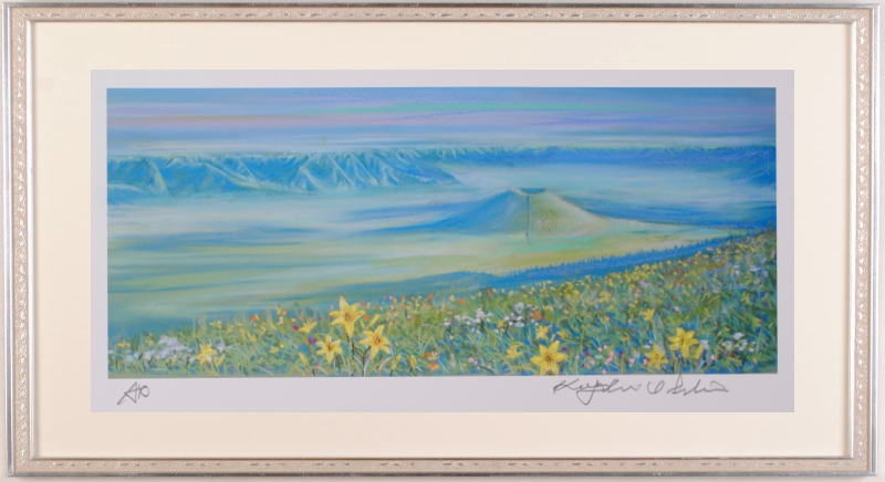 【作家名】石井清【作品名】早朝の米塚・G 　阿蘇　風景画　絵画　パステル画　版画　ジークレー　インテリア　プレゼント　新築祝い　開店祝い　国内送料無料｜アートギャラリーモトカワ