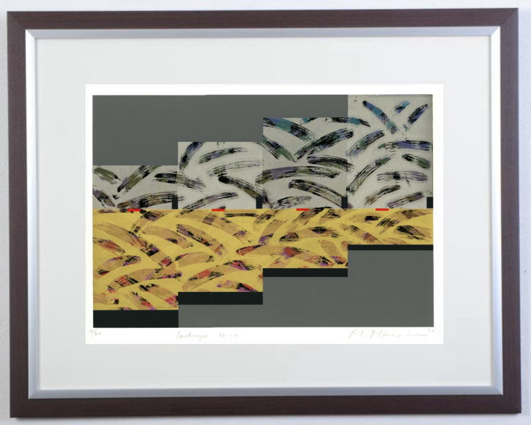 【作家名】南正雄【作品名】ランドスケープ・55-1　 抽象画　絵画　現代アート　モダンアート　和モダン　絵　シルクスクリーン　版画　額付き　国内送料無料