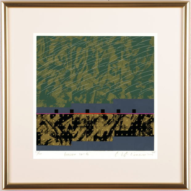 【作家名】南正雄【作品名】ホライズン・32-G　 抽象画　絵画　現代アート　モダンアート　和モダン　絵　シルクスクリーン　版画　額付き　国内送料無料
