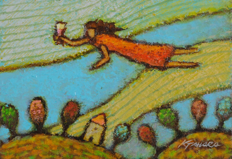 【作家名】田原健二【作品名】そよ風に乾杯 ナイーフアート 絵画 油絵 油彩画 額付き インテリア プレゼント 新築祝い 開店祝い 国内送料無料|アートギャラリーモトカワ
